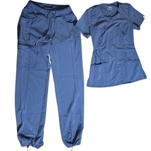 Infinity Navy Blue Scrubs Set -Top XXS & Jogger bottom XS
